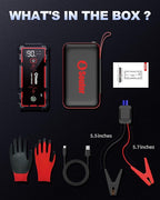 Jump Starter, Battery Jumper Starter Portable, Car Battery Jump Starter with 3 Modes Flashlight, Compass, Power Bank and