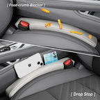 Car Seat Gap Filler - 2 Pack Premium Leather Console Blockers for Cars, Trucks & SUVs - Adjustable 1.4-2.4 Inch Width - Prevents Items Falling Between Seats (Grey)