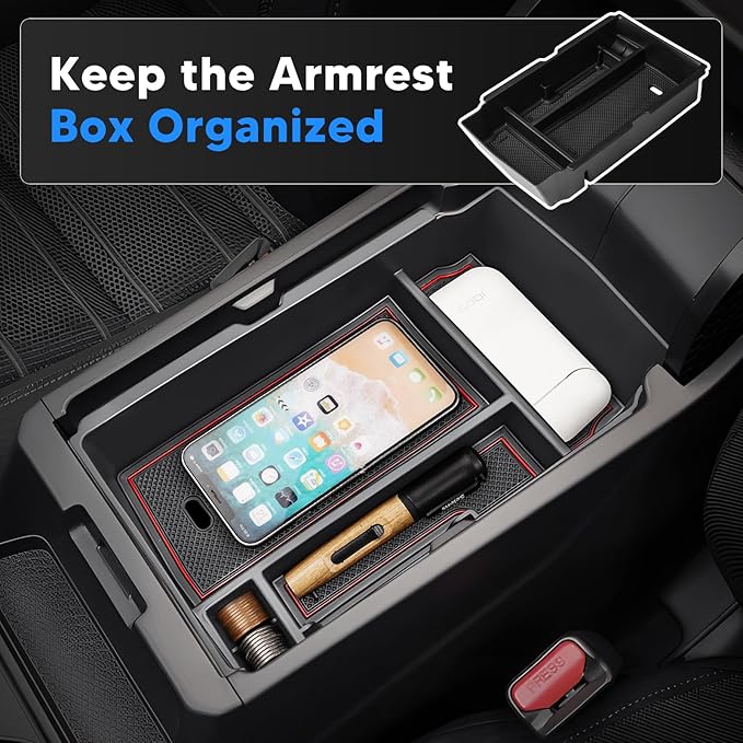 4PCS Center Console Organizer for Honda CR-V 2023-2026, Dashboard Storage Tray with Phone Holder Accessories Lower Center Console Organizer for CRV, Armrest Hidden Storage Interior with Anti-Slip Mats