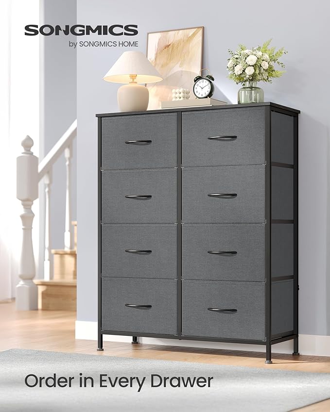 SONGMICS BELLAH Collection - Dresser for Bedroom, Chest of Drawers, Storage Organizer Unit, Closet, Entryway, Steel, 8 Drawer