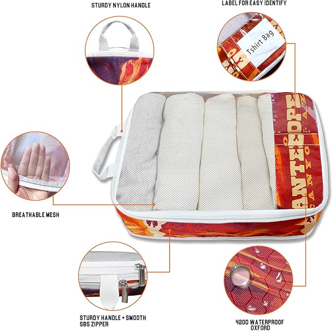Compression Packing Cubes for Travel, 7 Set National Park Expandable Mesh Luggage Organizers, Waterproof Expandable/Compressi