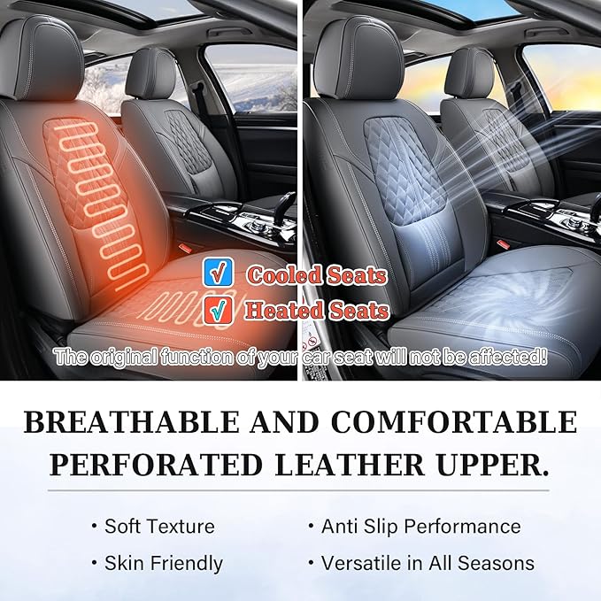 Coverado Seat Covers, Car Front Seat Covers with Backrest, Nappa Leather Car Seat Protectors,Waterproof &Breathable,Anti-Slip