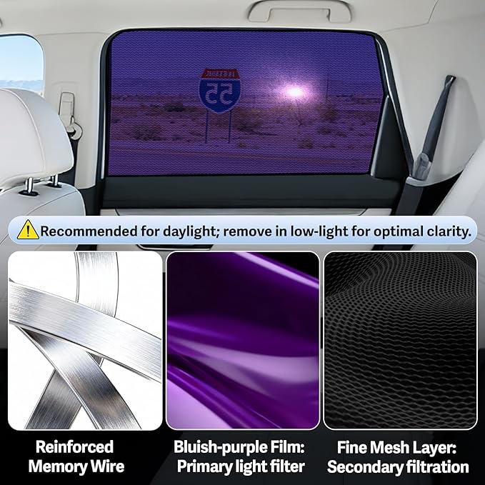 ZATOOTO Honda CRV Car Window Shade for Baby, Bluish-Purple Static Cling Car Shades for Back Window | Block Harsh Sunlight | UV Protection | Rear Window Sun Shade with Storage Bag | 2017-2022 |