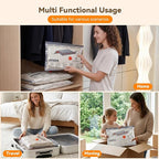 Vacuum Storage Bags for Travel with Rechargeable Air Pump, 12 Pack Space Saver Bags for Clothing, Luggage & Suitcase Compress