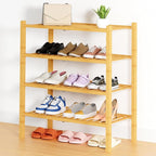 Smiry Shoe Rack, 4 Tier Thick Bamboo Shoe Organizer, Stackable Free Standing Wooden Shoe Storage Shelf for Closet, Entryway, 