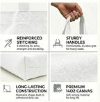 Extra Large Canvas Tote Bag - Big Reusable Grocery Shopping Heavy Duty Foldable