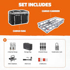 Mockins 49"x22"x7" Aluminum Hitch Cargo Carrier & 20 Cu Ft Waterproof Cargo Bag | 500 lbs. Capacity Hitch Basket | Lightweight Aluminum Cargo Carrier Kit for 2" Receivers w/Locks, Stabilizer & Straps
