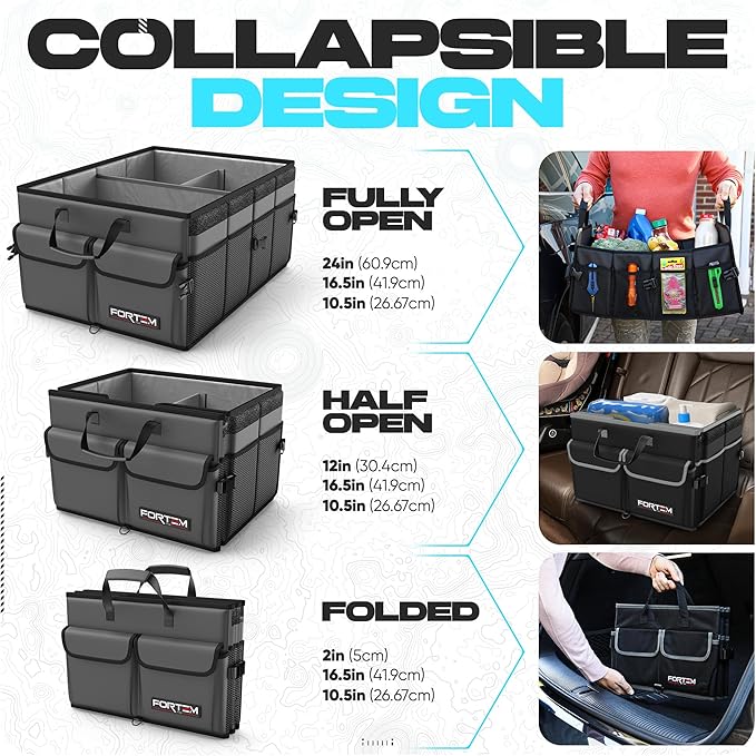 FORTEM Trunk Organizer For SUV Car Trunk Organizer, Foldable Storage, Car Accessories for Women Men, Collapsible Bag, Perfect C