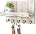 Rebee Vision Farmhouse Key Holder for Wall - Mail Organizer & Key Hanger for Wall - 5 Sturdy Key Hooks with Small Floating Sh