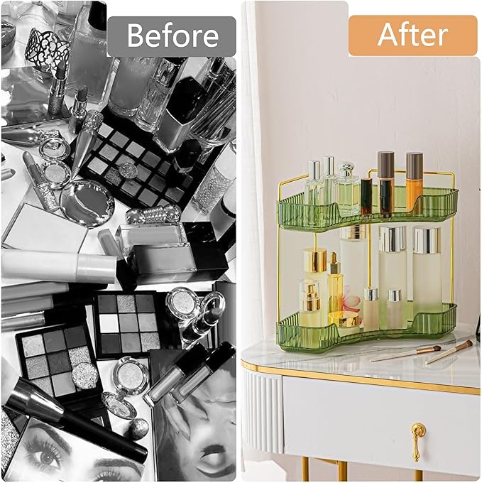 Corner Bathroom Counter Organizer Bathroom Countertop Shelf Makeup Organizer for Vanity Perfume Tray for Corner Storage (2 Ti