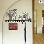 Black Large Metal Rack Wall Mount, Decorative Wall Hanger with 12 Hooks for Coat, Hat, Bag, Car Key, Unique Wall Hooks for En