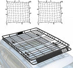 VEVOR Roof Rack Basket, 64 x 50 x 4.1 in, Universal Rooftop Cargo Carrier with Two 35.4 x 39.4 in Cargo Net,150 lbs Max Car Top Luggage Holder, 4.1 in Fence, Anti-Rust Alloy Steel, for SUV Truck Car