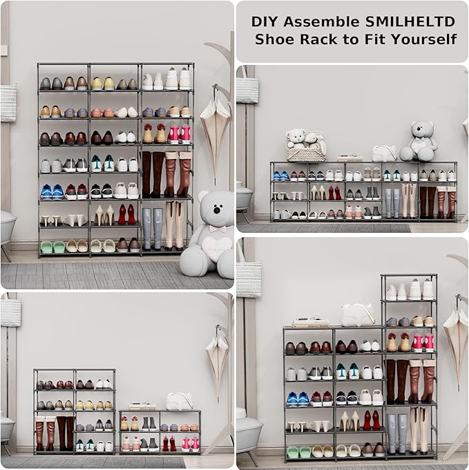 SMILHELTD Large Shoe Rack Shoe Storage Organizer for Entryway Heavy Duty Free Standing Shelves Space Saving for Sneakers Hall