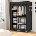 Calmootey Portable Closet, Wardrobe with 6 Shelves and Hanging Rod, Storage Organizer for Bedroom, Non-Woven Fabric Cover wit