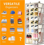 VERONLY Hanging Shoe Organizer for Closet-Collapsible Storage Rack with 25 Sections & 4 Side Pockets, Hanging Shoe Shelves fo