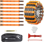 Fohil 8 Pack Snow Chains, Adjustable Portable Tire Chains for Car Truck SUV, Universal Thickened Emergency Snow Tyre Chains (