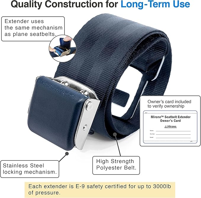 Mirone Airplane Seat Belt Extender for Southwest Airlines Southwest Seatbelt Extender Seatbelt Extension Adjustable Airplane Airlines Seat Belt for Adults Type B