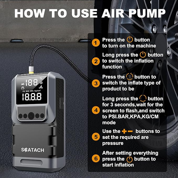 Jump Starter with Air Compressor, 6000A 150PSI Car Battery Jump Starter (10.0 Gas/8.0L Diesel) Battery Jumper Starter