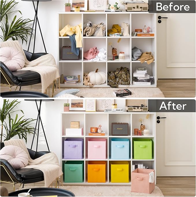GRANNY SAYS 11 Inch Cube Storage Bins, Colorful Cube Storage Organizer, Fabric Storage Bins, Storage Cubes for Shelves, Close