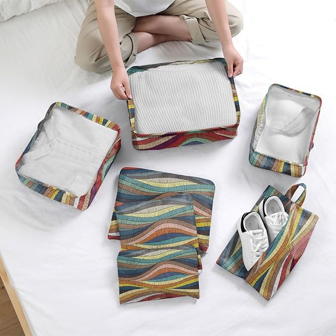 7 Set Packing Cubes Travel Luggage Organizers for Suitcase Travel Accessories with Shoe Bag for Girls Women Aesthetic Cute Bo