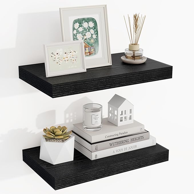 16 Inch Floating Shelves, 16"x9.25"x1.5" Inch Deep Floating Shelves for Wall, Wooden Shelves for Bathroom, Bedroom, Living Ro