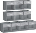DIMJ Storage Cubes, Cube Storage Bin, 10 Pack Foldable Storage Cubes with Window, Closet Storage Bins with Handle, 11x 11 inc