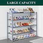Smiry Bamboo Shoe Rack for Closet, 4 Tier Long Wooden Stackable Shoe Organizer, Free Standing Shoes Storage Shelf for Entrywa