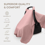 Comfy Cubs Baby Car Seat Cover - Soft, Breathable Bamboo Rayon and Muslin Cotton Blend - Lightweight Canopy for Sun, Bug, and