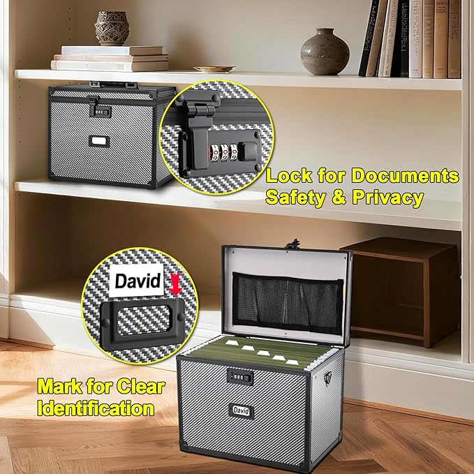 File Storage Cabinet File Organizer Document Organizer File Box in Office and Home with Combination Lock with 20 Letter Size 