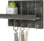Rebee Vision Pine Wood Key Holder Wall Mount with Shelf – Farmhouse Key Holder for Wall & Sunglass Organizer for Entryway – P