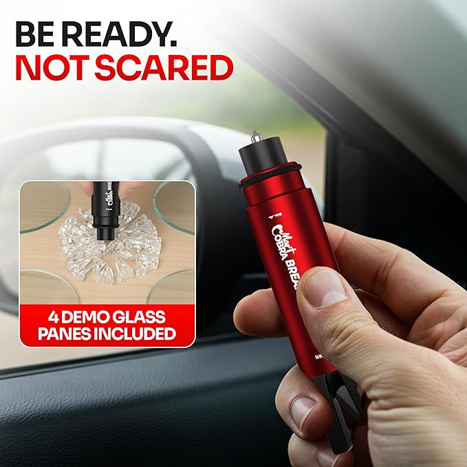 Car Window Breaker Seatbelt Cutter [4 Pack] – Emergency Glass Breaker Tool for Car – 2-in-1 Safety Hammer Life Hammer – Car E