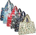 allydrew Large Foldable Tote Nylon Reusable Grocery Bags, 6 Pack