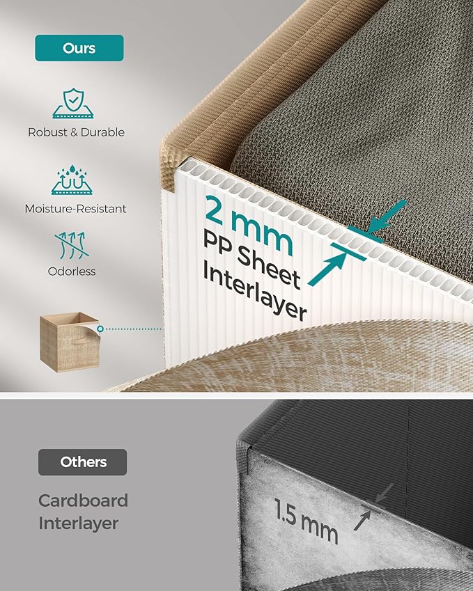 SONGMICS Storage Cubes, 10.2 x 10.2 x 11 Inches Non-Woven Fabric Bins with Double Handles, Set of 8, Closet Organizers for Sh