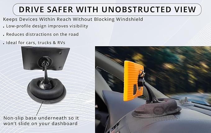 – Car Dashboard Mount | Soft Nylon, Metal Round Mount Dashboard | Weighted Sandbag Base with Magnetic Mount Option | Ideal for Phone Holders, Dash Cams, Cars, Trucks & Rvs | Black - 1 lb