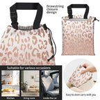 Car Trash Bag Large Hanging Can for Back of Seat, Cute Waterproof Car Garbage Bag for Vehicle, Travelling, Outdoor Luxury Glitter Pink Leopard
