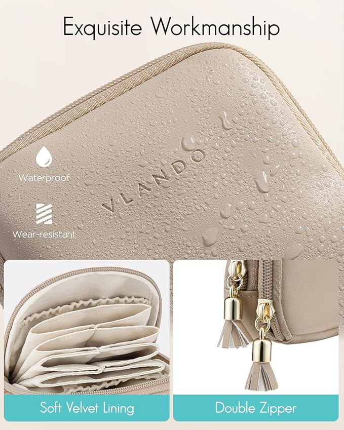 VLANDO Travel Jewelry Case,2-Layer Jewelry Organizer for Travel,Mothers Day Mom Gifts,Multi-Compartment Jewelry Storage for R