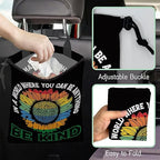Peace Car Trash Bag,Be Kind Hanging Drawstring Car Garbage Bag,Waterproof Canvas Car Back Seat Organizer with Adjustable Buckle,for Vehicles,SUVs,Camping,Road Trips