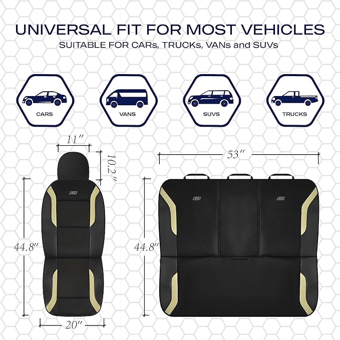 Skechers Memory Foam Car Seat Covers, Air Cool Mesh Thick Seat Covers, Car Seat Full Sets Airbag Compatible, Automotive Comfo