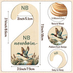 R HORSE Wooden Baby Closet Dividers - 8Pcs Mallard Duck Baby Closet Organizer Double-Sided Newborn Clothes Size Hanger Divide