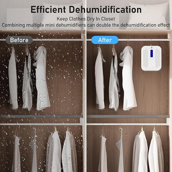 Rechargeable Small Dehumidifier, Portable Mini Dehumidifier for Bathroom, Highly Efficient Dehumidification, Energy Saving,