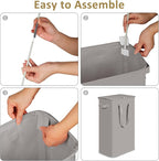 efluky Slim Laundry Basket with Lid, Narrow Laundry Hamper with Handles, Collapsible Dirty Clothes Hamper, Tall Laundry Bin f