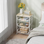 NiuYichee 4-Layer Fruit Basket Kitchen Food Storage Organizer and Storage Rack, Stackable Storage cart with Desktop, Pull-Out