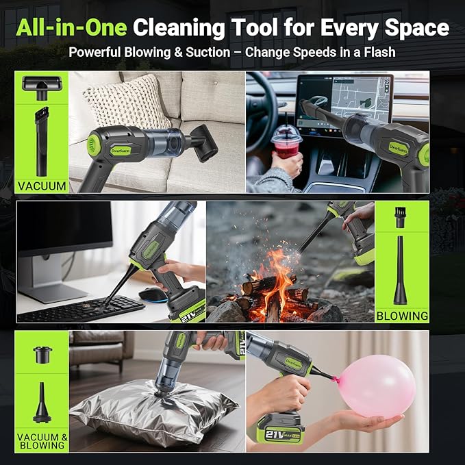 Cordless Car Vacuum Cleaner, 36000PA High Power Suction, 120W Portable Handheld Vacuum with 2×3.0Ah Batteries, Multi-Nozzle A
