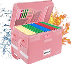 DocSafe Fireproof Document Box with Lock,File Storage Organizer with Zipper Pockets,Collapsible Portable File Box Home Office