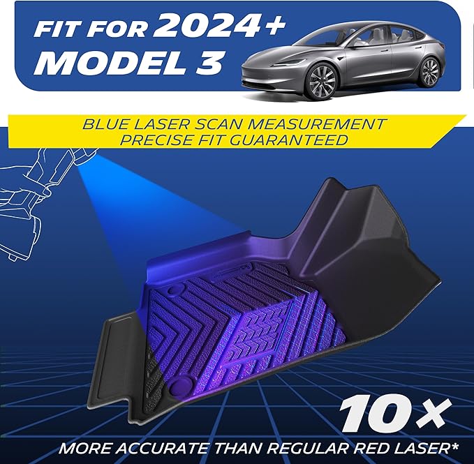 Michelin Premier Series Floor Mats for 2024 2025 2026 Tesla Model 3 Highland & Standard, 3PCS, All-Weather Floor Liner, Custom Fit, Durable TPE, Non-Slip, Not Fit 2017-2023 Model 3