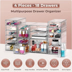 Sorbus Makeup Organizer With 18 Drawers, Acrylic Drawer Organizer for Makeup, Office Organization and Storage, Art Supplies, 