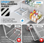 Under Sink Organizer Upgrade To Professional Rails,2-Tier Dual Pull Out Cabinet Storage,Height Adjustable Slide Out Drawers F