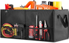 Handy Laundry Car Trunk Organizer - Large 2 Compartment Storage Bin with Non-Slip Fastener, Mesh Side Pockets & Heavy-Duty