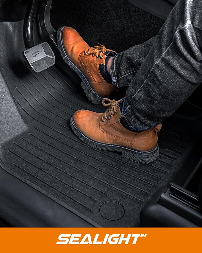 SEALIGHT Tesla Model Y Floor Mats 5 Seat 2021-2024, All Weather Custom Fit Floor Liners, 1st & 2nd Row Full Coverage, 3D Scanning Design, Non-Slip TPE Material, Waterproof & Stain-Resistant