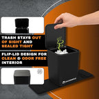 Car Trash Can with Lid, 0.8 Gallon Medium Car Garbage Bin with Stability Base Flap & Spikes for Car Humps and Flat Floors, Durable Plastic Auto Trash Container
